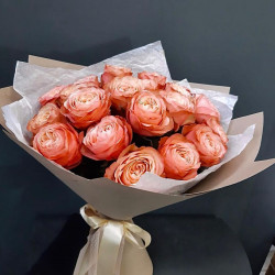 Букет «Букет из 19 оранжевых пионовидных роз»